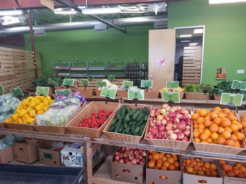 fruit and veggies at food bank drive